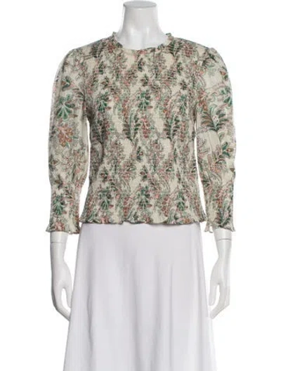 Pre-owned Veronica Beard Paisley Print Crew Neck Blouse In Multicolor