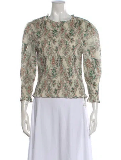 Pre-owned Veronica Beard Paisley Print Crew Neck Blouse In Neutral