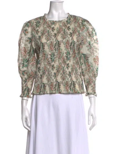 Pre-owned Veronica Beard Paisley Print Crew Neck Blouse In Neutral