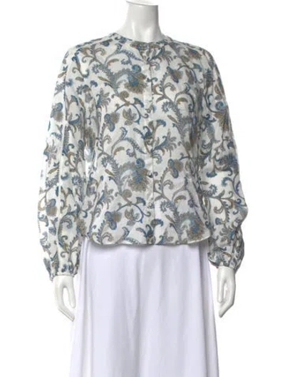 Pre-owned Veronica Beard Paisley Print Crew Neck Blouse W/ Tags In Green
