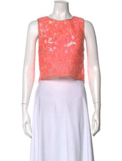 Pre-owned Veronica Beard Paisley Print Crew Neck Crop Top In Pink