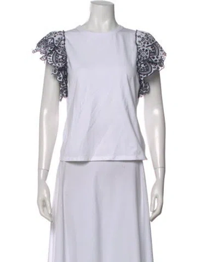 Pre-owned Veronica Beard Paisley Print Crew Neck Top In White