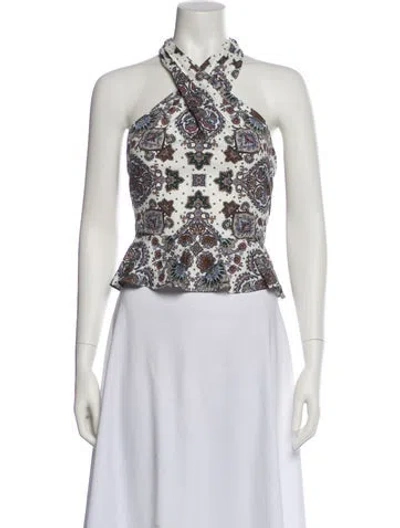 Pre-owned Veronica Beard Paisley Print Halterneck Crop Top In Neutral