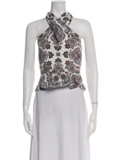 Pre-owned Veronica Beard Paisley Print Halterneck Top In Multi