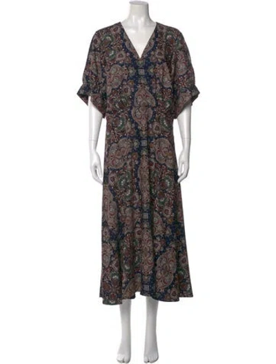 Pre-owned Veronica Beard Paisley Print Long Dress In Black