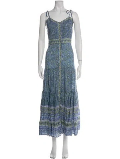Pre-owned Veronica Beard Paisley Print Long Dress In Blue