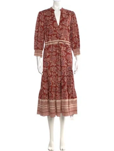 Pre-owned Veronica Beard Paisley Print Long Dress In Brown