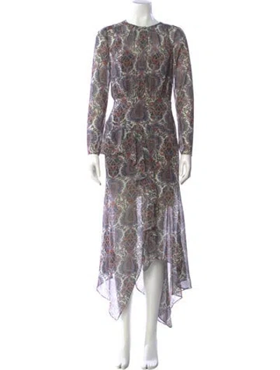Pre-owned Veronica Beard Paisley Print Long Dress In Purple