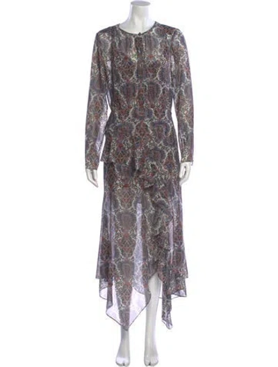 Pre-owned Veronica Beard Paisley Print Long Dress In Purple