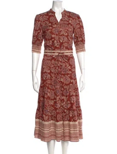 Pre-owned Veronica Beard Paisley Print Long Dress In Red