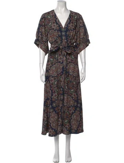 Pre-owned Veronica Beard Paisley Print Long Dress W/ Tags In Black
