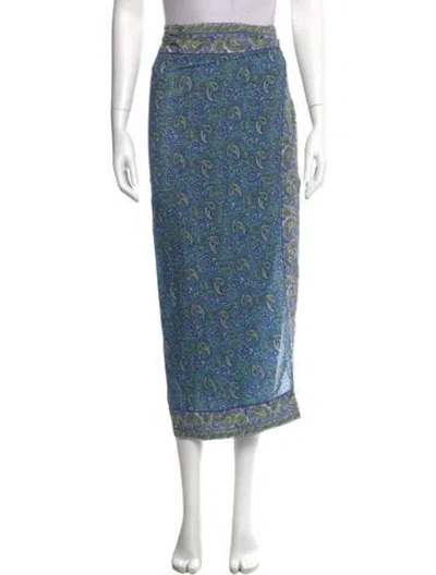Pre-owned Veronica Beard Paisley Print Long Skirt In Blue