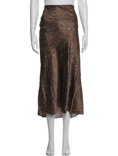 Pre-owned Veronica Beard Paisley Print Long Skirt In Brown
