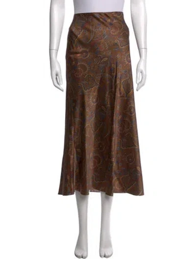 Pre-owned Veronica Beard Paisley Print Long Skirt In Brown