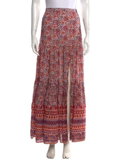 Pre-owned Veronica Beard Paisley Print Long Skirt In Orange