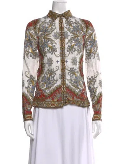 Pre-owned Veronica Beard Paisley Print Long Sleeve Blouse In Multi