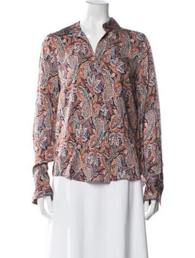 Pre-owned Veronica Beard Paisley Print Long Sleeve Blouse W/ Tags In Blue