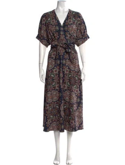 Pre-owned Veronica Beard Paisley Print Midi Length Dress In Black