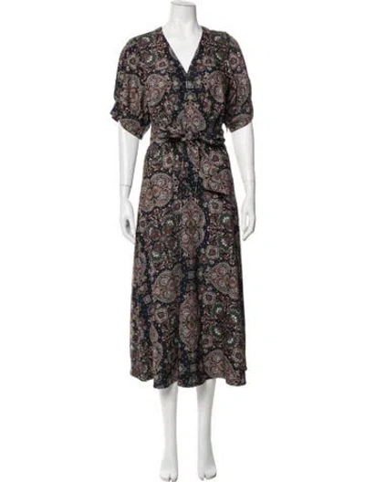 Pre-owned Veronica Beard Paisley Print Midi Length Dress In Black