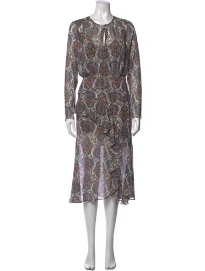 Pre-owned Veronica Beard Paisley Print Midi Length Dress In Blue