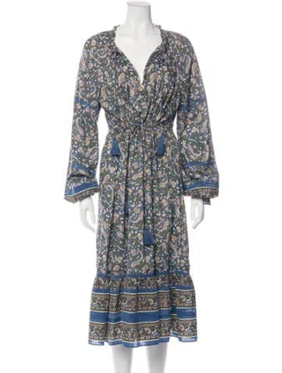 Pre-owned Veronica Beard Paisley Print Midi Length Dress In Blue