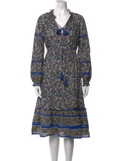 Pre-owned Veronica Beard Paisley Print Midi Length Dress In Blue