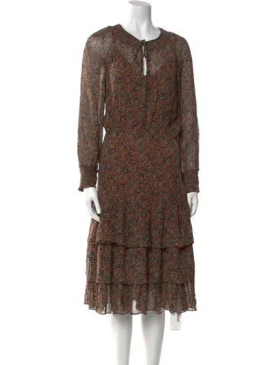 Pre-owned Veronica Beard Paisley Print Midi Length Dress In Brown