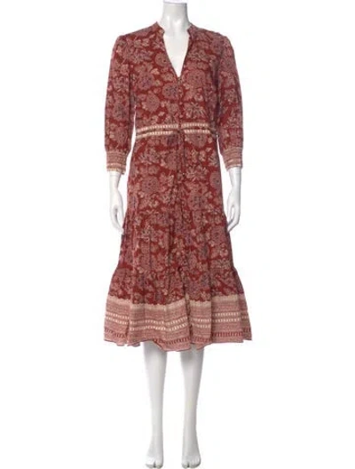 Pre-owned Veronica Beard Paisley Print Midi Length Dress In Brown