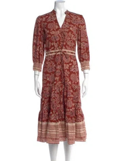 Pre-owned Veronica Beard Paisley Print Midi Length Dress In Brown