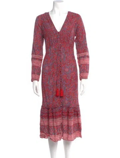 Pre-owned Veronica Beard Paisley Print Midi Length Dress In Red
