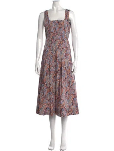 Pre-owned Veronica Beard Paisley Print Midi Length Dress In Red
