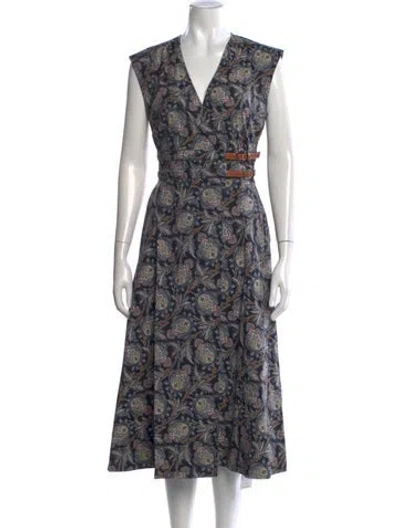 Pre-owned Veronica Beard Paisley Print Midi Length Dress W/ Tags In Blue