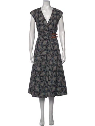 Pre-owned Veronica Beard Paisley Print Midi Length Dress W/ Tags In Blue