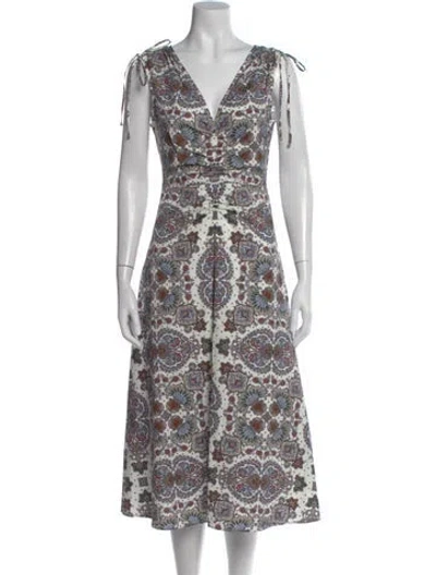 Pre-owned Veronica Beard Paisley Print Midi Length Dress W/ Tags In Multi