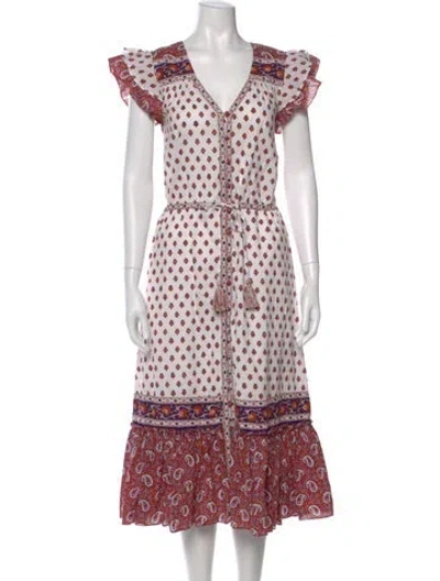 Pre-owned Veronica Beard Paisley Print Midi Length Dress In White