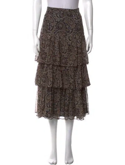 Pre-owned Veronica Beard Paisley Print Midi Length Skirt In Brown