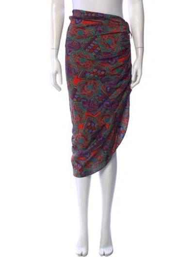 Pre-owned Veronica Beard Paisley Print Midi Length Skirt In Purple/red