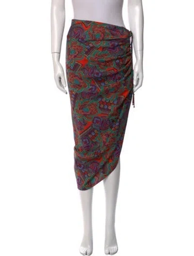 Pre-owned Veronica Beard Paisley Print Midi Length Skirt In Red