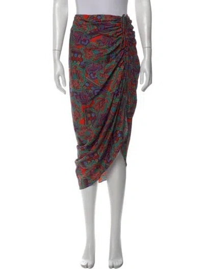 Pre-owned Veronica Beard Paisley Print Midi Length Skirt In Red