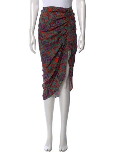 Pre-owned Veronica Beard Paisley Print Midi Length Skirt W/ Tags In Burgundy