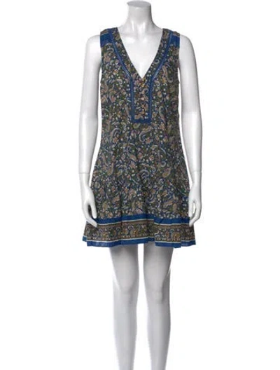 Pre-owned Veronica Beard Paisley Print Mini Dress In Blue