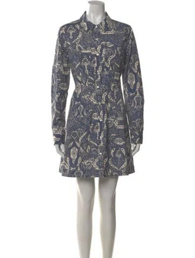 Pre-owned Veronica Beard Paisley Print Mini Dress In Blue