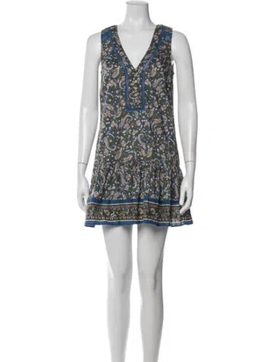 Pre-owned Veronica Beard Paisley Print Mini Dress In Blue