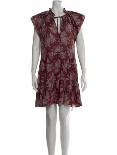 Pre-owned Veronica Beard Paisley Print Mini Dress In Burgundy