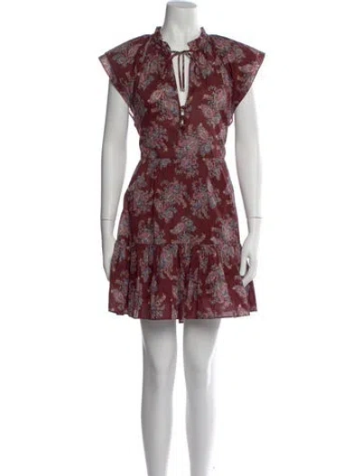 Pre-owned Veronica Beard Paisley Print Mini Dress In Burgundy