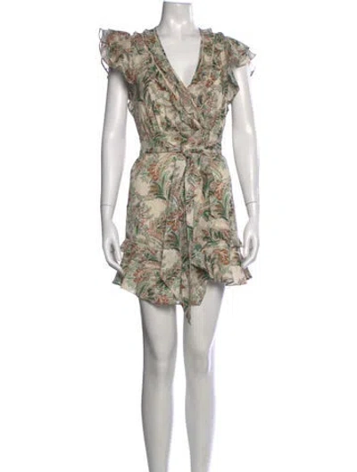 Pre-owned Veronica Beard Paisley Print Mini Dress In Green