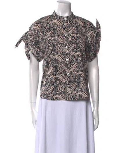 Pre-owned Veronica Beard Paisley Print Mock Neck Blouse In Multi