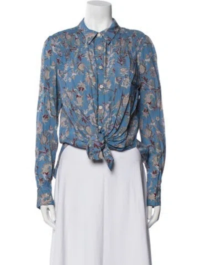 Pre-owned Veronica Beard Paisley Print Mock Neck Crop Top In Multi