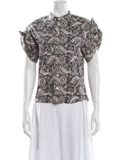 Pre-owned Veronica Beard Paisley Print Short Sleeve Button-up Top In Multi