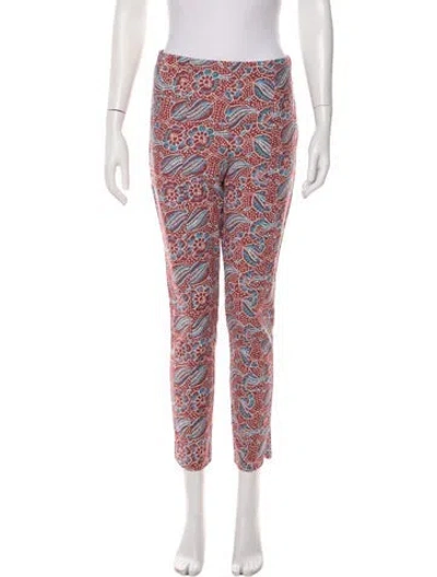 Pre-owned Veronica Beard Paisley Print Straight Leg Pants In Red